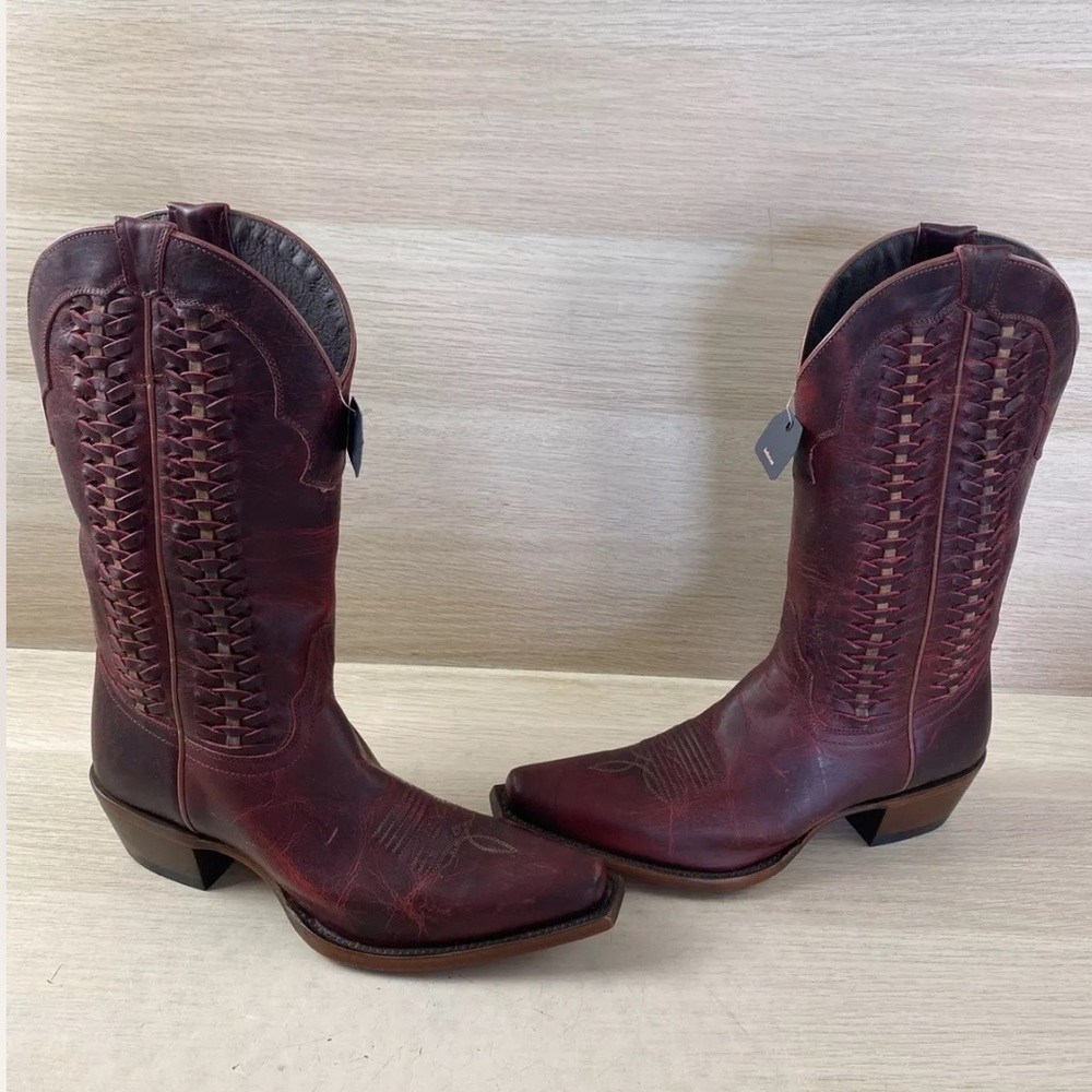 *IN SEARCH OF* Shyanne Red Leather Laced Snip Toe Women’s Western Boots